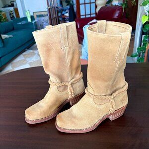 Vintage Frye Tan Suede Square Toe Boots